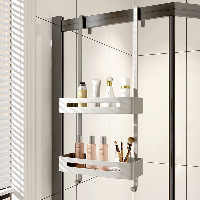 Shower room shelf bathroom toilet stainless steel wall hanging shower room hanging basket free perforated toilet storage rack