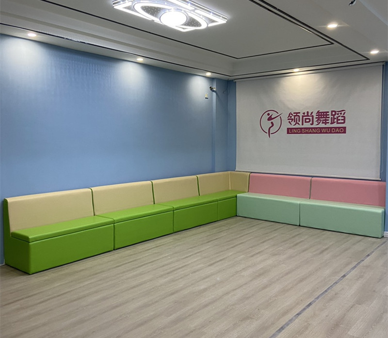 Early childhood education center parents rest area sofa stool children soft sofa can be customized long card seat sofa with backrest