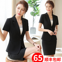 Black blazer womens thin short-sleeved temperament summer new business suit suit womens formal work suit