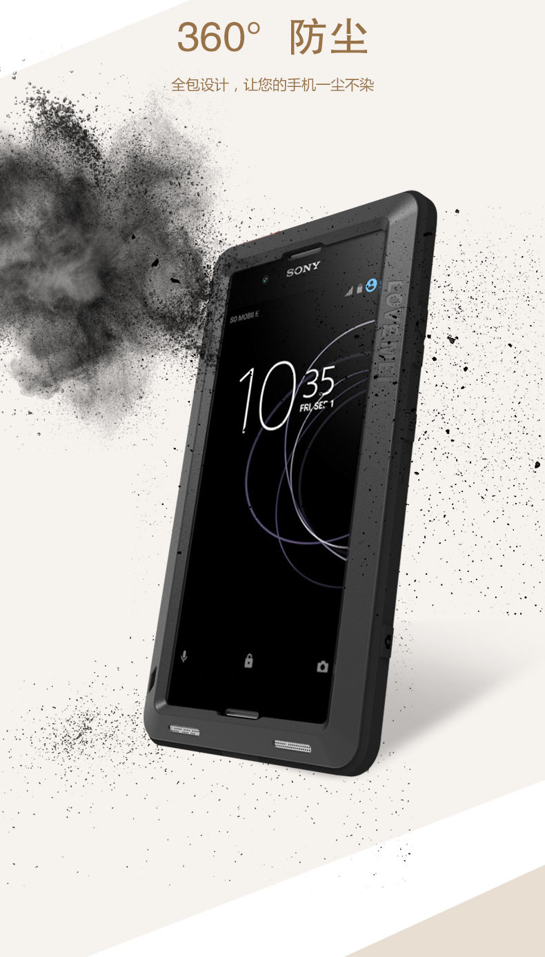 LOVE MEI Powerful Water Resistant Shockproof Dust/Dirt/Snow Proof Aluminum Metal Outdoor Gorilla Glass Heavy Duty Case Cover for SONY Xperia XA1 Plus