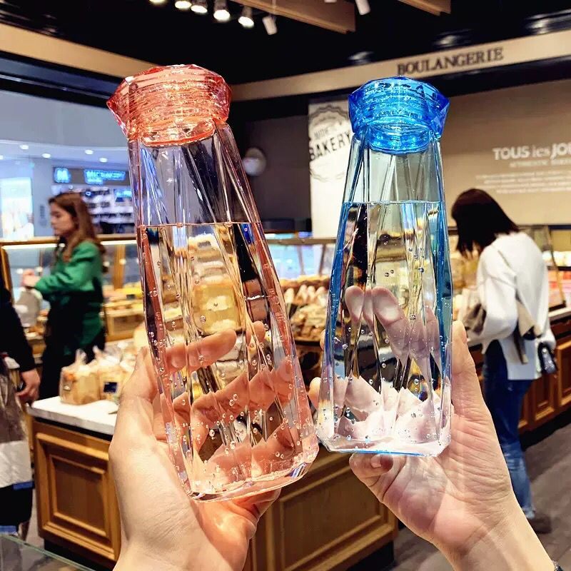 Net Red Water Cup Personality Diamond Water Cup Glass Cup Transparent Drill Cup Students girls'Cup Korean version of the cup lovers' cup