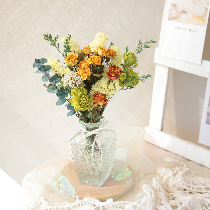 Net Red Oil oil painting bouquet natural balloon flower Genuine Dry Flower Pendulum parlor Dining Room Adornment Table Superior Vase Ins Wind-Taobao