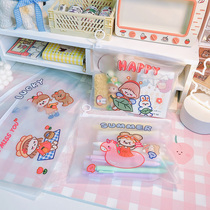Cute Cartoon A5 Transparent Zipper File Bag Archive Bag Student Stationery Supplies Pull Side Waterproof Cashier Bag Pen Bag