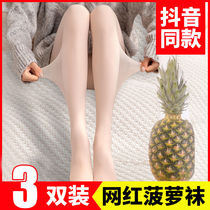 Beauty Skin Socks Net Red Silk Stockings Woman Summer Thin conjoined socks Invisible light legs Anti-hook Pineapple Summer