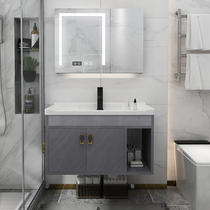 Light luxury solid wood bathroom cabinet combination Intelligent mirror washstand Small household bathroom hand wash basin cabinet Wall-mounted