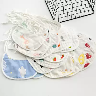 Baby bib Pure cotton lace-up strap type girl waterproof cute spit milk bib towel gauze summer staple food eating bib
