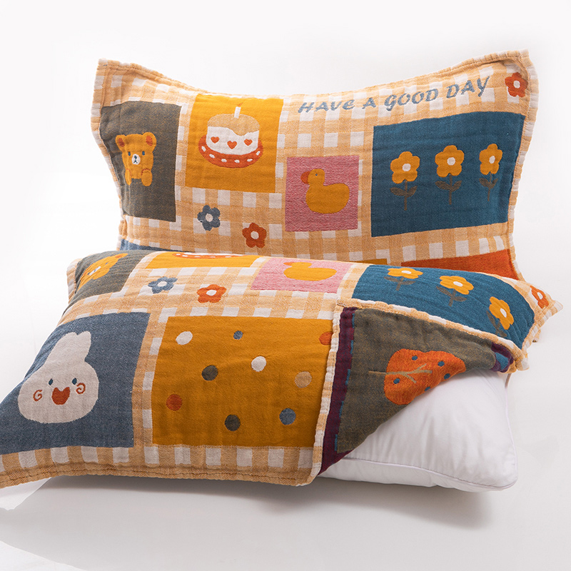 5-layer gauze pillow towel 2022 new high-grade pure cotton one pair full cotton European-style pillow non-slip non-falling off cover towel