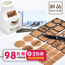 Creative Waterproof Name Sticker Sticker Price Wooden Handwritten Name Incognito Self-adhesive Cork classification Sticker