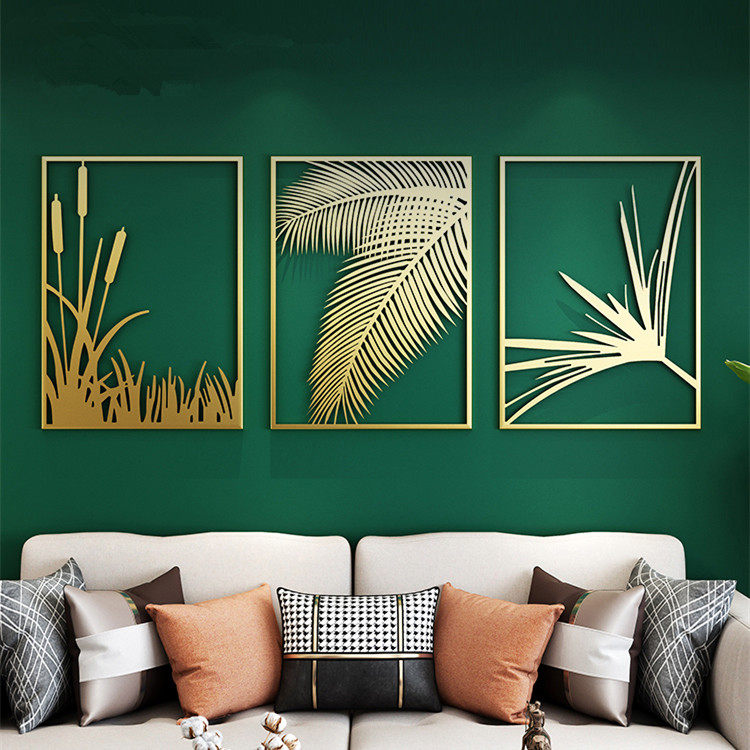 Nordic light luxury metal palm leaf wall decoration wall decoration hanging sofa background wall hanging interior decoration