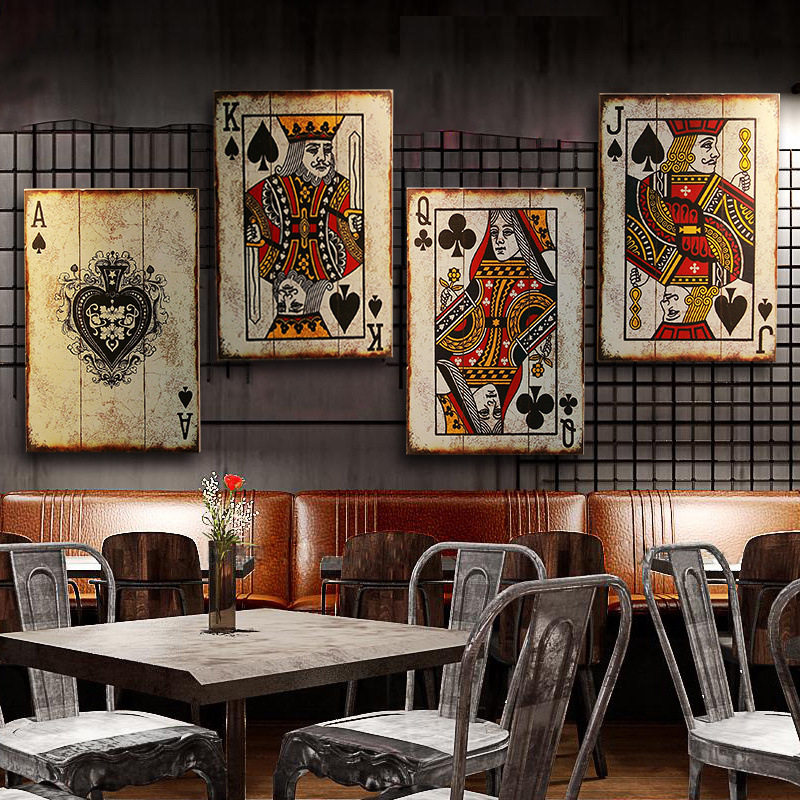 American retro industrial style creative poker board painting bar Internet cafe chess room wall pendant wall decoration