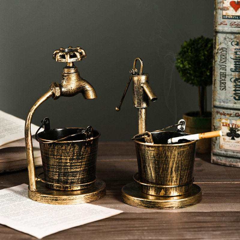 Industrial style retro wrought iron ashtray creative personality home bar cafe Internet cafe desktop decoration ornaments