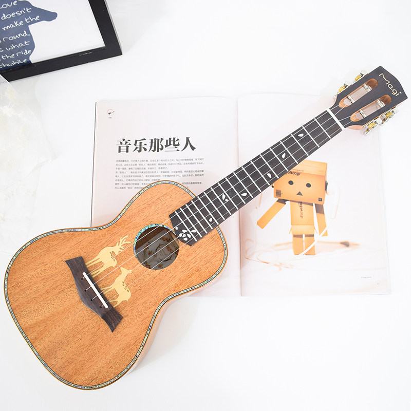 magi deer c 21 inch Yukri Lovely Carbon Ukeri Lioli Peach Blossom Hearts Wood Full Veneer Professional Children Beginner