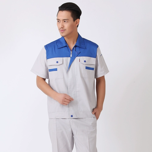 Лето короткая набор рабочей одежды, цвет, тонкий, воздухопроницаемый полуотборенный автомобильный ремонт