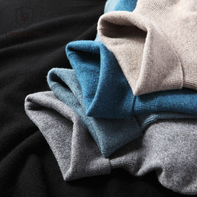 Autumn Winter Men's Hooded Sweatshirt Wool Sweater 100 Pure Wool High Collar Sweater Cashmere Long Sleeve Fashion Woolen Sweater