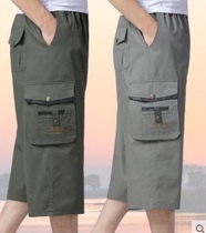 Dad Shorts Male Summer Outwear 7 Pants Pure Cotton Dad Middle-aged Seniors Casual Seniors Loose Grandparents Big Pants