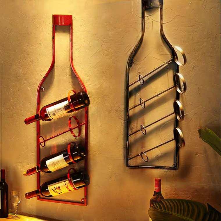 Retro wine rack shelf wall hanging living room restaurant bar bar wine cabinet industrial wind decoration creative wall pendant