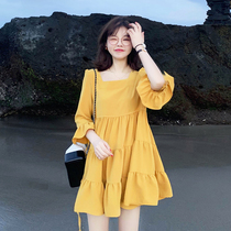 Pregnant womens dress short trendy mom fashion loose a version of short top summer chiffon pregnant woman doll skirt