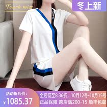 TOUCH MISS light luxury brand sports suit women Summer loose slim short sleeve shorts casual two-piece set