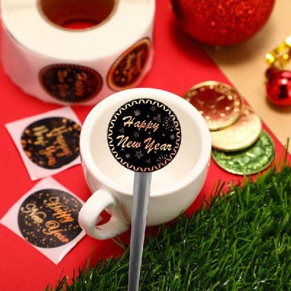 500pcs Happy New Year Stickers 8 Designs 1 5 Round Seal