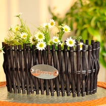 Retro Wood Head Handmade Green Dill Indoor Flower Pot Rectan