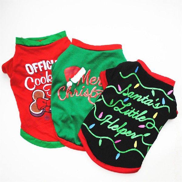 Christmas Pet Dog Cat Clothes New Year Pets Dogs Vest Shirt