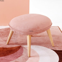 Nordic Living Room Ottoman Home Fabric Low Stool Solid Wood