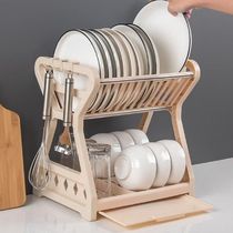 Double-layer Kitchen Dish Bowl Draining Storage Rack Holder