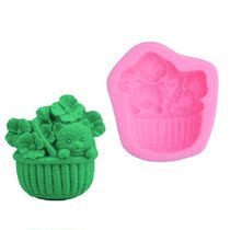 Cute 3D Bear Flower Basket Mold Fondant Sugar
