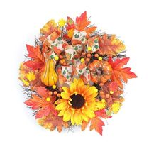 Autumn Wreath Artificial Maple Leaf Pumpkin Sunflower Door