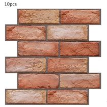 3d Stereo Tickers Red Brick Self-Adhesive Wall