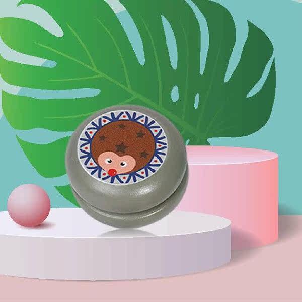 2Pcs Beginner Wooden Yoyo Children Cartoon Animal Pattern
