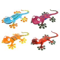 Gecko Metal Animal Art Decor Colorful Hanging Ornament