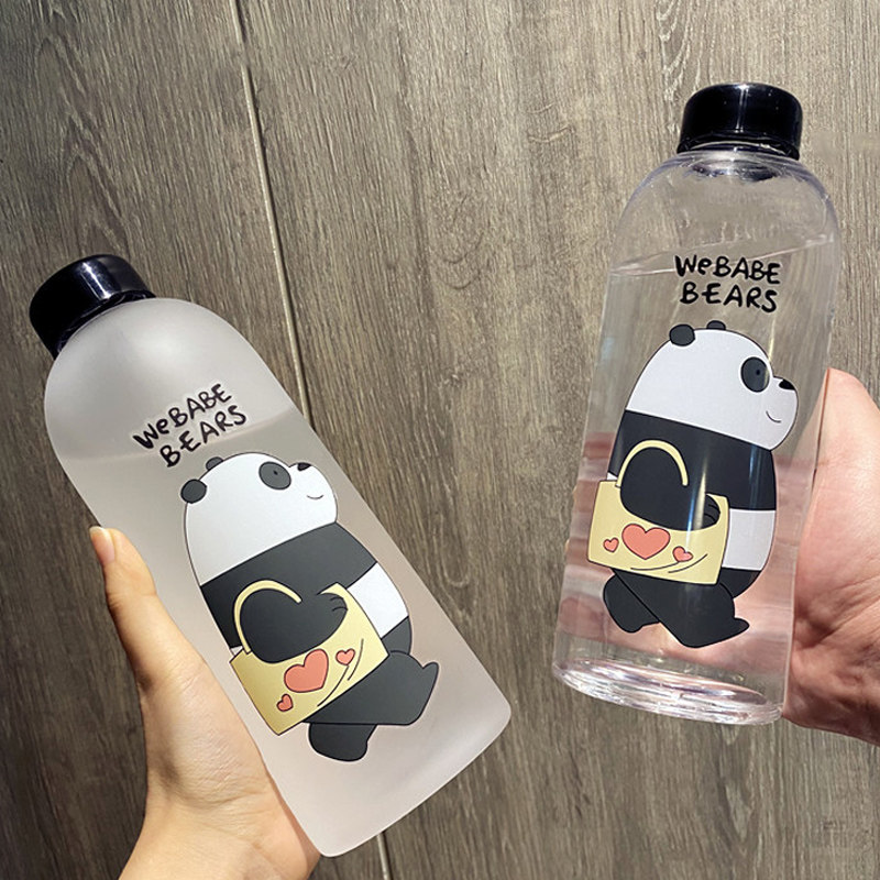 1000ml Sports Water Bottle Transparent Cartoon Outdoor Leak