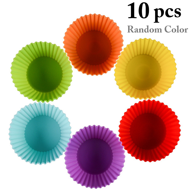 10PCS Silicone Cake Mold DIY Non-Stick Muffin Cupcake Pastry
