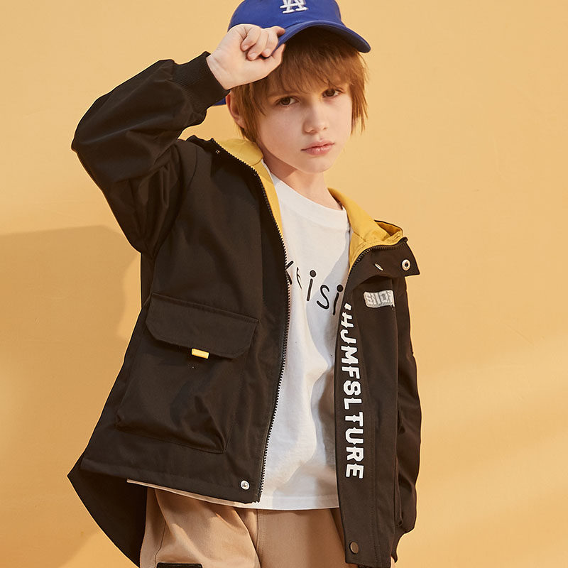 Snowy Fly Boy Coat Children Jacket Boy's Jacket Boy Tide Spring Autumn CUHK Boy Windsuri Polo 2021 New Ocean Wave