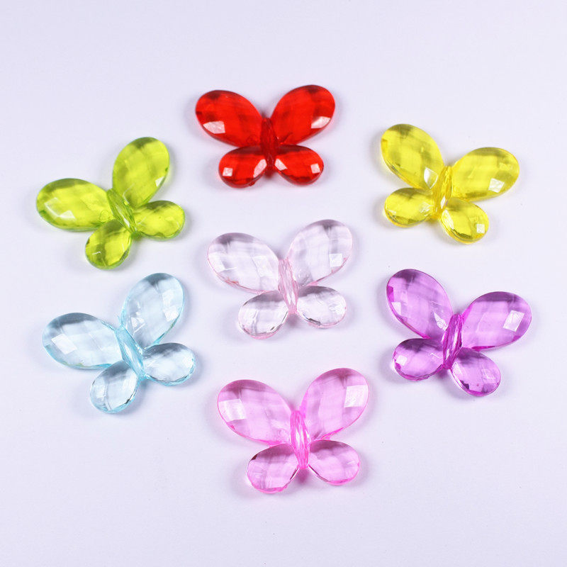 Children's acrylic imitation crystal clear cut surface butterfly ornament child hands-on string of beads small moving material toy