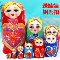 Russian toy 10 layers of peach heart girls cute hand made wooden dolls Chinese wind parts