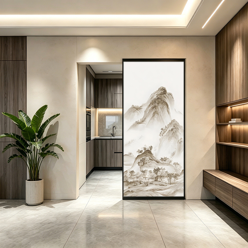 Chinese-Style Glass Sliding Door Single Panel Trackless Ghost Door Kitchen Door Bathroom Toilet Door Self-Built House Stairway Door Chinese-Style Glass Sliding Door Single Panel Trackless Ghost Door Kitchen Door Bathroom Toilet Door Self-Built House Stairway Door