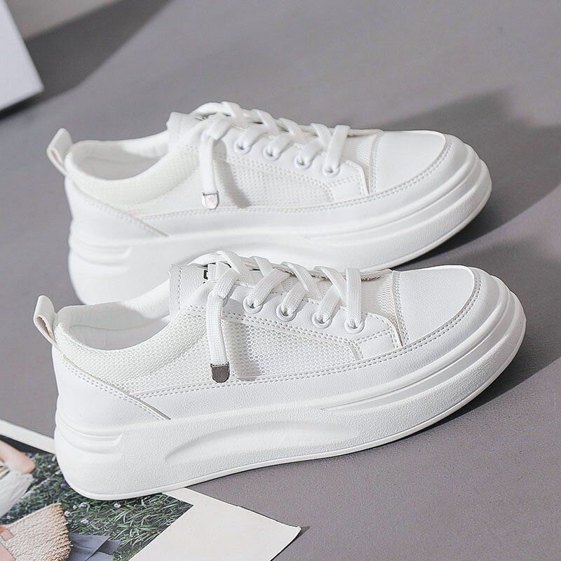 Leather White Sneakers for Women, Versatile White Shoes for Spring 2026, New Breathable Lightweight Soft-Soled Pure White Student Sneakers, Men's Shoes