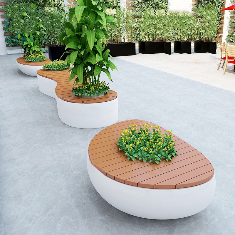 Modern minimalist fiberglass flower pot seat outdoor park creative antiseptic surface tree pool seat shopping mall Meichen