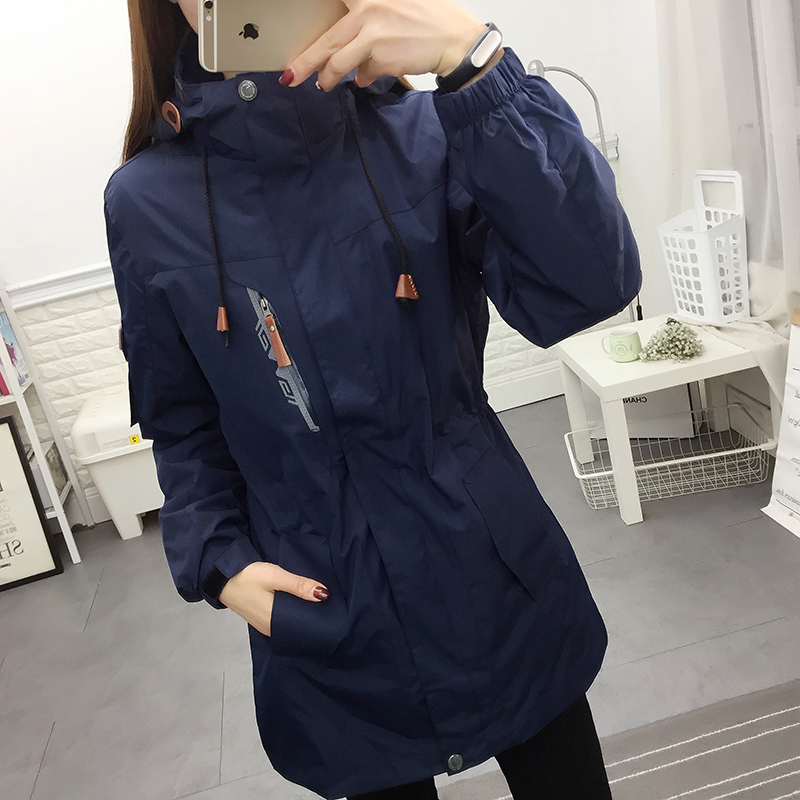 Outdoor Assault Suit Woman South Korea Tide Card Autumn Winter Three-in-one Plus Suede Thickening Medium Long Version Windsuit Jacket Male Korean version bf