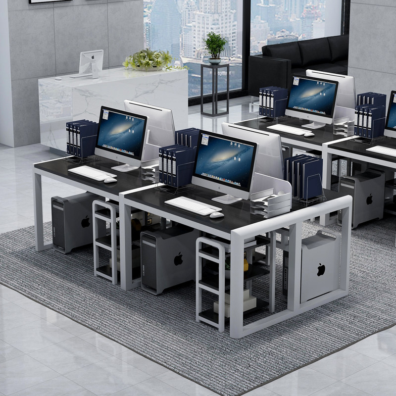 Staff office desk and chair combination 4 people simple staff multi - person table cut financial 6 person screen work