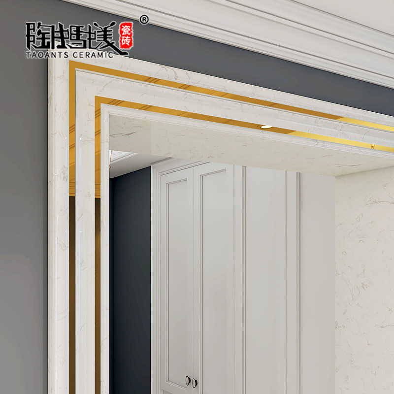 Light luxury door frame door cover edge aluminum synthetic marble line yam tile background wall border decoration