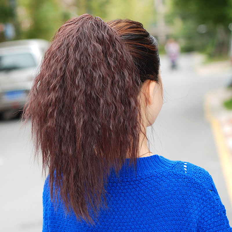 Wig female claw clip wig ponytail short corn whiskers perm ponytail mid-long female fluffy pear blossom fake ponytail long