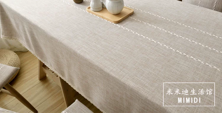 Mỹ khăn trải bàn vải cotton và linen màu rắn văn học bàn khăn trải bàn hiện đại nhỏ gọn vuông vòng sọc bảng bàn cà phê mat