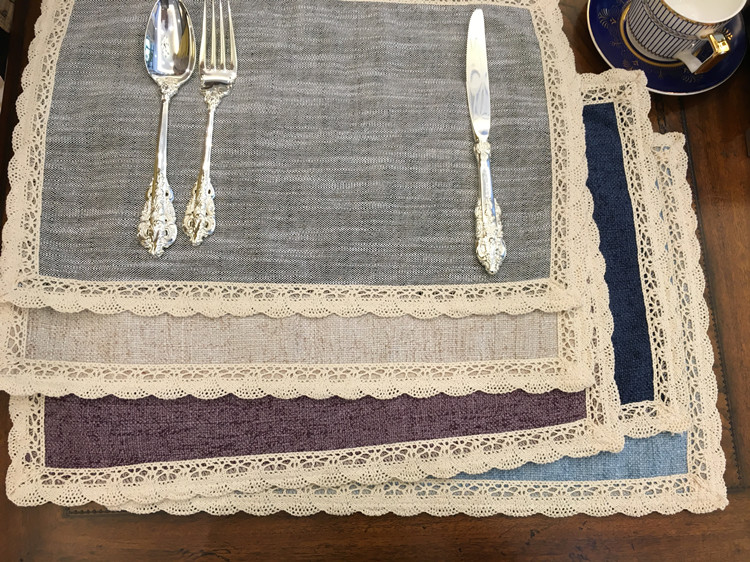 Mimidi cao cấp khuyến mãi cotton linen linen bảng mat placemat cách nhiệt bát pad pad ren bảng mat khăn phủ bàn hội nghị
