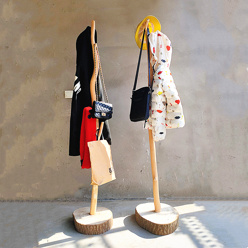 Cloister stand floor bedroom hanging hanger dry twigs ultra-bearing clothes rack natural solid wood minimalist modern light lavish