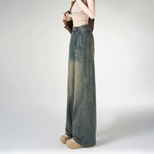 Дизайнерские весенние джинсы, штаны, в американском стиле, тренд сезона, свободный прямой крой