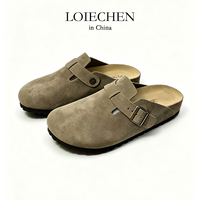 Loiechen Muller Half-Slippers, Italian Unisex Style, First-Layer Cowhide Suede, Soft Sole, Closed Toe Loiechen Muller Half-Slippers, Italian Unisex Style, First-Layer Cowhide Suede, Soft Sole, Closed Toe