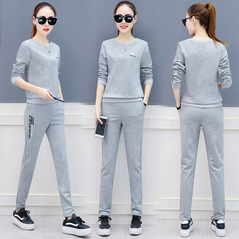 2023 new Han edition casual clothes large thin two - piece tide sports suit women's clothes spring and autumn wear female tide